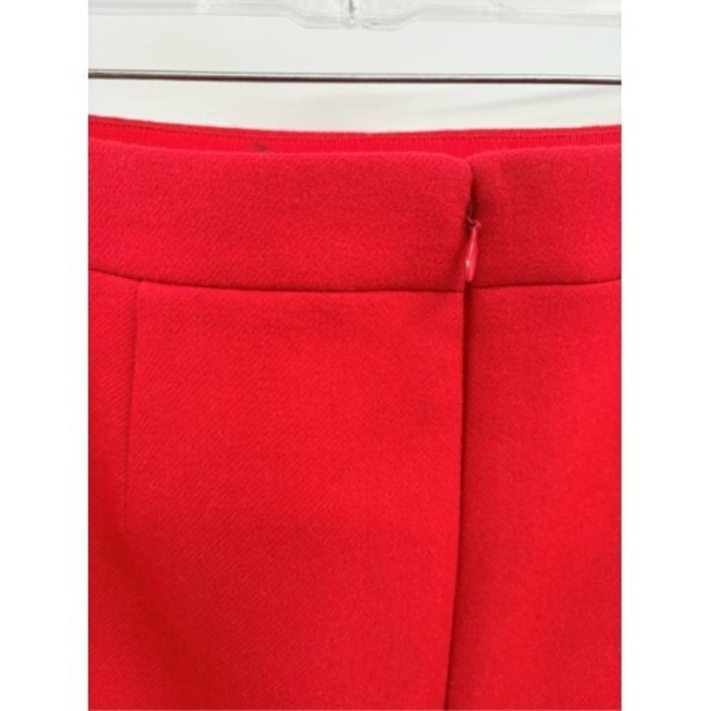J. Crew Mini Skirt Wool Pencil Straight Ruffle Women Size 2 Red Party Holiday - Picture 6 of 9